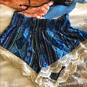 High waisted cotton shorts